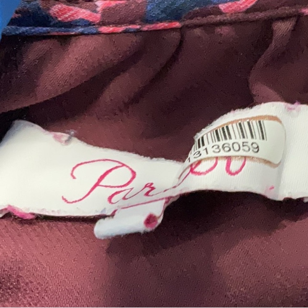Parker Floral Long Sleeve Dress Silk Blend Pink Blue Wine XS Small Medium Large - Picture 6 of 6